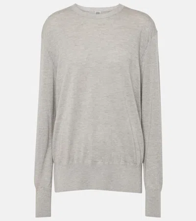 Totême Silk And Cashmere-blend Sweater In Grey