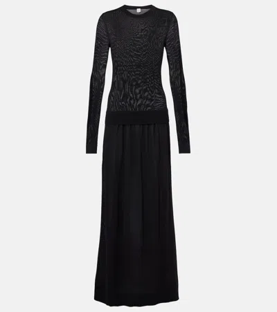 Totême Silk-blend Maxi Dress In Black