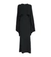Totême Silk Bouclé Cape-detail Gown In Black