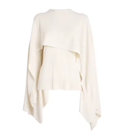 Totême Silk Bouclé Cape Sweater In White
