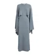 Totême Toteme Cape Overlay Long Sleeve Silk Knit Dress In Blue