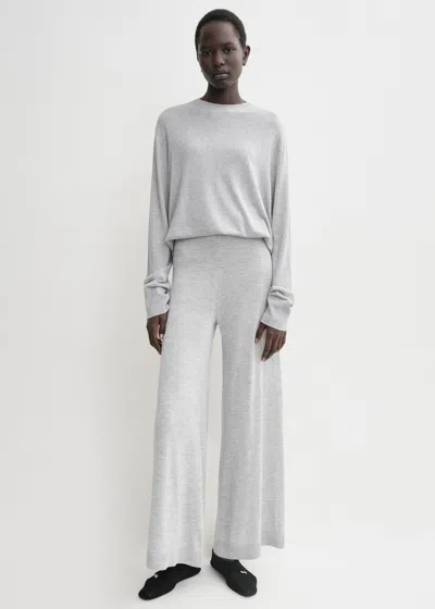 Totême Silk Cashmere Knit Slacks Grey Melange