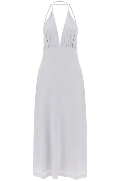 Totême 双绕颈真丝长款连衣裙 In White