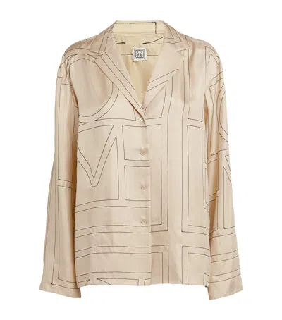 TOTÊME SILK EMBROIDERED-MONOGRAM SHIRT