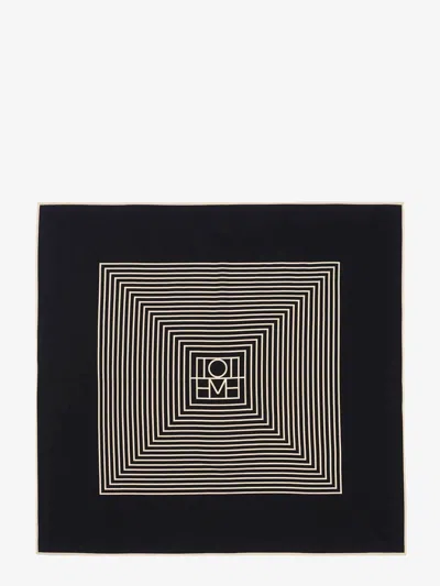 TOTÊME SILK FOULARD WITH CENTERED MONOGRAM PRINT