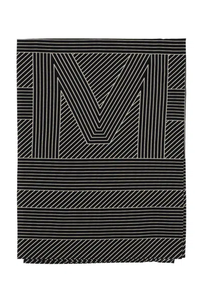 Totême Silk Monogram Striped Scar In Black