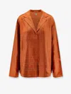 Totême Womens Monogram-stitch Silk Pyjama-style Top Terracotta In Orange