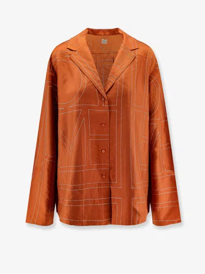 Totême Toteme Women Monogram Silk Shirt In Brown