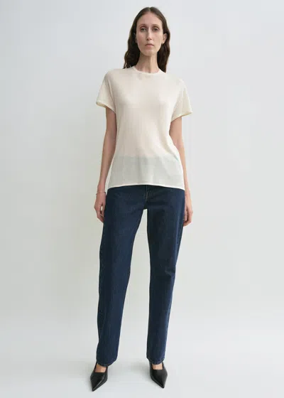 Totême Silk Tee Ecru In Blue
