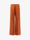 Totême Toteme Women Silk Trousers With Monogram Logo Embroidery In Orange