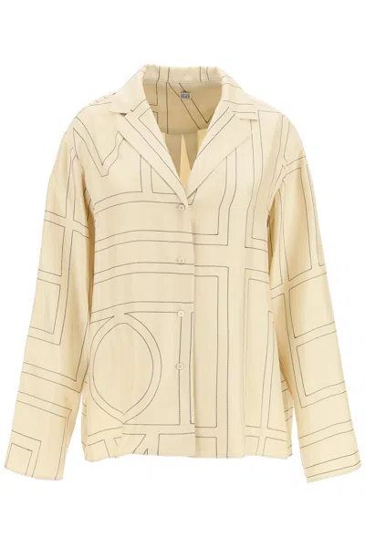Totême Silk Twill Pajama Shirt In Neutro