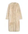 Totême Silky Shearling Long Coat In Nude