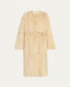 Totême Silky Shearling Long Coat In Light/pastel Yellow