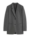 Totême Grey Single-breasted Jacket With Notched Revers In Wool Blend Woman In Black