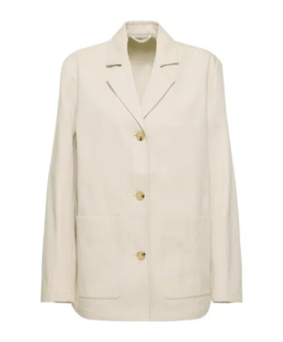 Totême Toteme Women Single-breasted Leather Jacket In Cream
