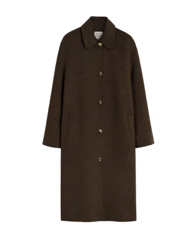Totême Single-breasted Coat In Chocolate Melange