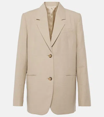 Totême Single-breasted Linen-blend Blazer In Beige