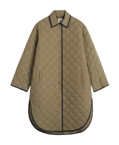 Totême Single-breasted Quilted Coat In Brown