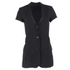 Totême Single-breasted Short Sleeve Blazer In Black Wool In Black