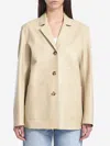 Totême Toteme Women Single-breasted Leather Jacket In Beige