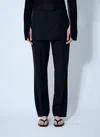 Totême Womens Black Skirt-embellishment Straight-leg Wool Trousers