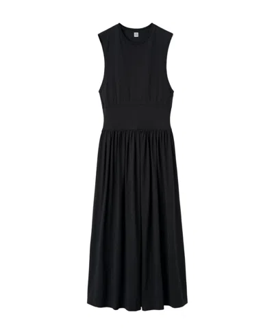 Totême Sleeveless Flared Midi Dress In Black