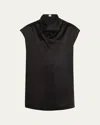 Totême Black Collared Sleeveless Top In Black