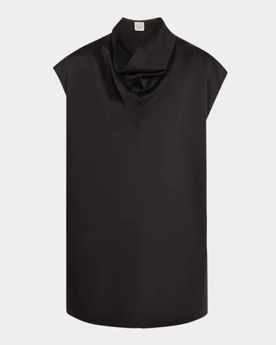 Totême Sleeveless Funnel Neck Top In Black