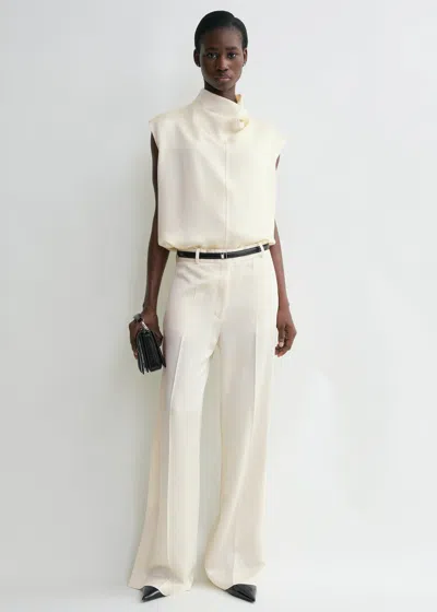 Totême Sleeveless Funnel-neck Top Macadamia In White
