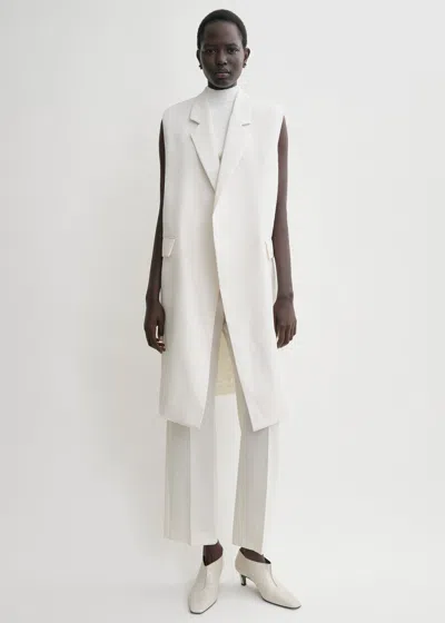 TOTÊME SLEEVELESS GRAIN DE POUDRE COAT OFF WHITE