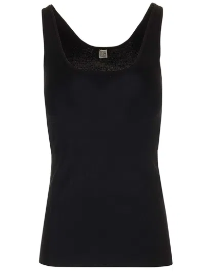 Totême Rib Knit Cotton Tank Top In Black