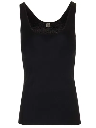 Totême Rib Knit Cotton Tank Top In Black
