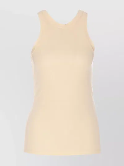 Totême Sleeveless Round Neck Fitted Silhouette Top In Neutral