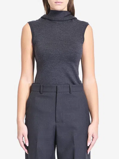 Totême Wool-blend Knit Scarf Top In Grey
