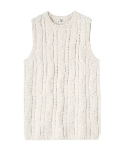 Totême Sleeveless Sweater With Round Neck In White