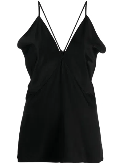 Totême V-neck Satin Top In Black