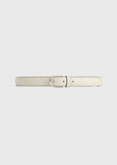 Totême Slim Grained-leather Trouser Belt Milk In Milk Grain