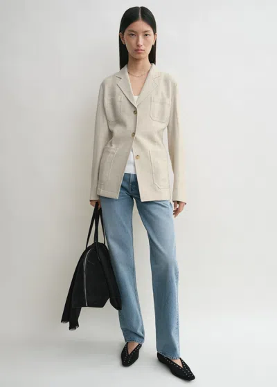 Totême Slim Viscose Linen Blazer Desert In Neutral