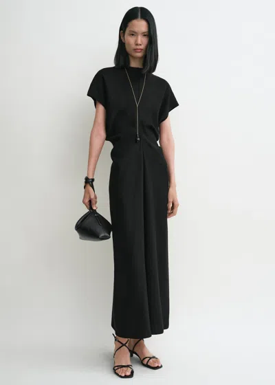 Totême Slouch Waist Basketweave Dress Black
