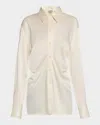 Totême Toteme Slouch Waist Satin Button-up Shirt In Natural