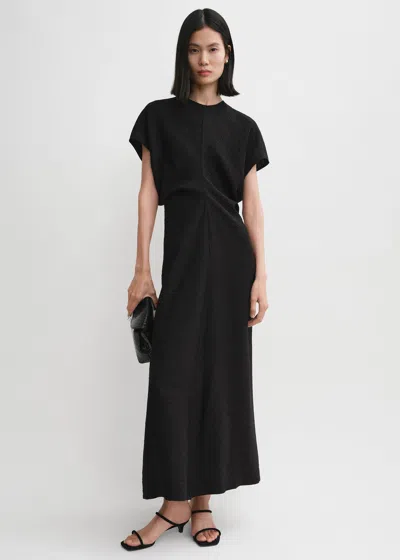 Totême Maxi Dress With Short Sleeves And Shine In Black