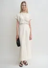 Totême Slouch Waist Crinkled Dress Cream