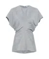 Totême Blue Slouch Waist Crinkled Blouse In Gray