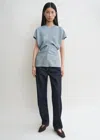 Totême Slouch Waist Crinkled Top Mistral In Mistral
