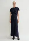 Totême Slouch Waist Viscose Midi Dress In Navy