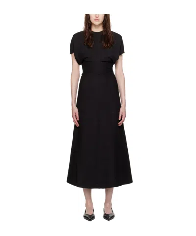 Totême Maxi Dress With Short Sleeves And Shine In Black