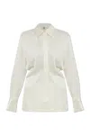 Totême Toteme Slouch Waist Satin Button-up Shirt In White