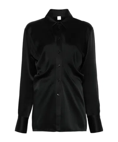 Totême Slouch Satin Shirt In Black 