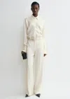 Totême Toteme Slouch Waist Satin Button-up Shirt In Macadamia