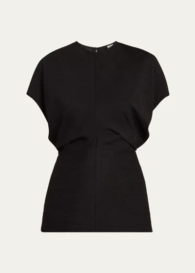 Totême Short-sleeve Draped Top In Black